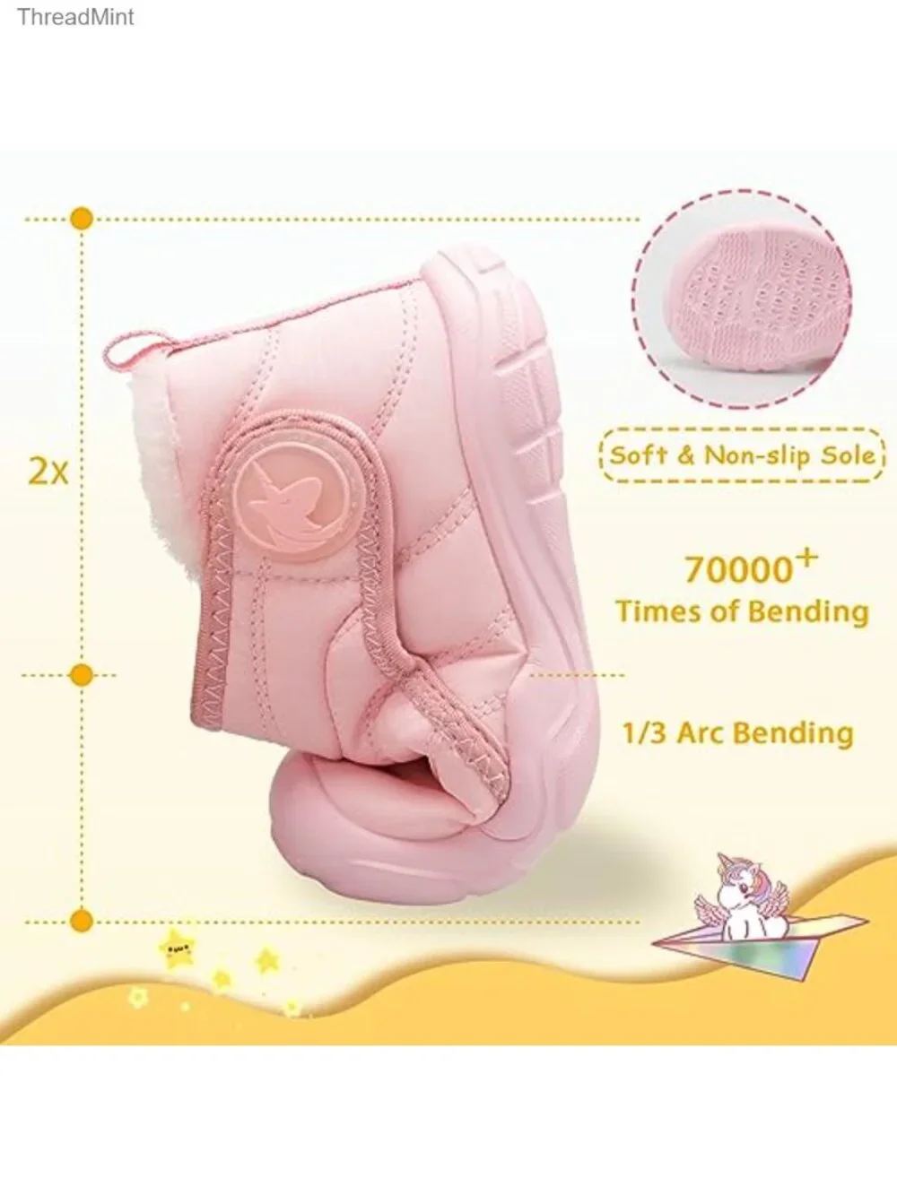 Kids Winter Boots Anti-Slip EVA Sole Faux Fur Lining Unisex Toddler